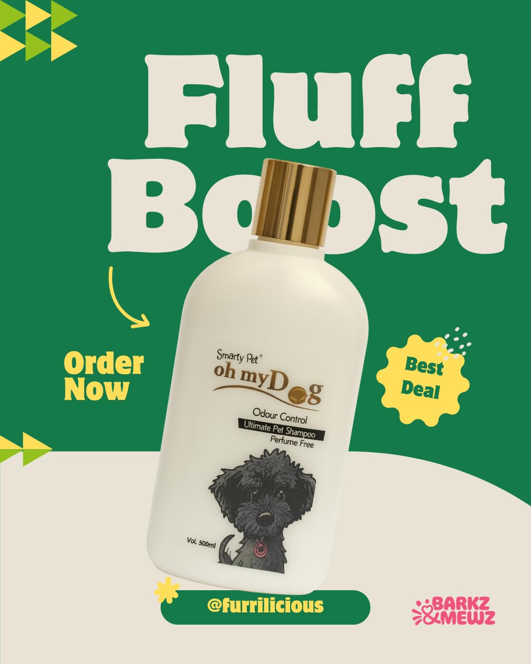 Oh My Dog Pet Shampoo 500ml, Odour Control view 3