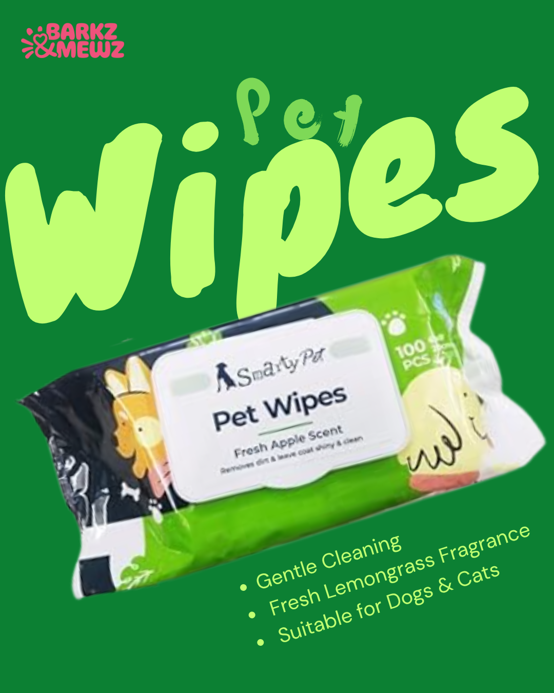 Smarty Pet Wet Tissue Wipes-100 Sheet