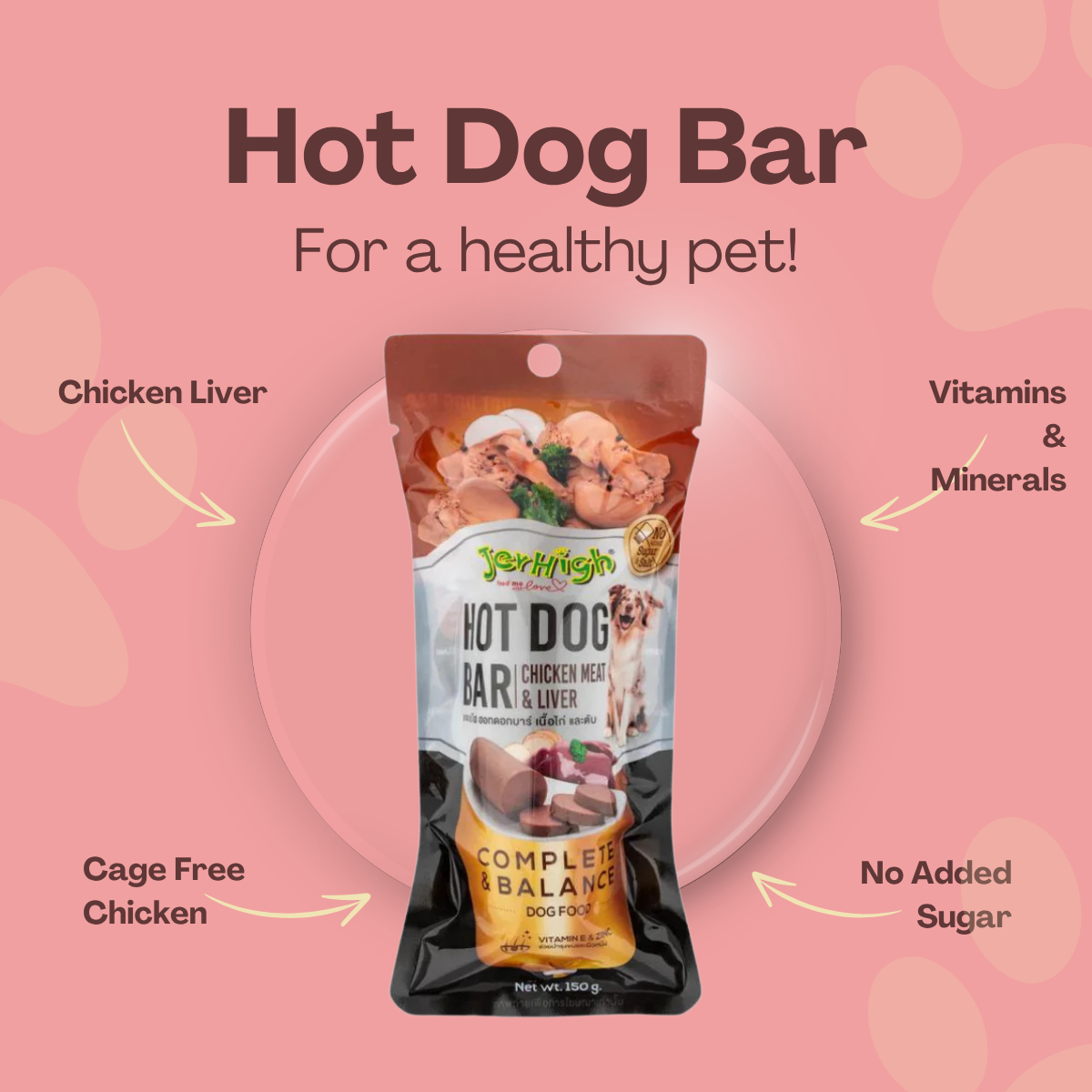 Jerhigh Hot Dog Bar 150g (Pack of 5) Chicken & Liver view 3