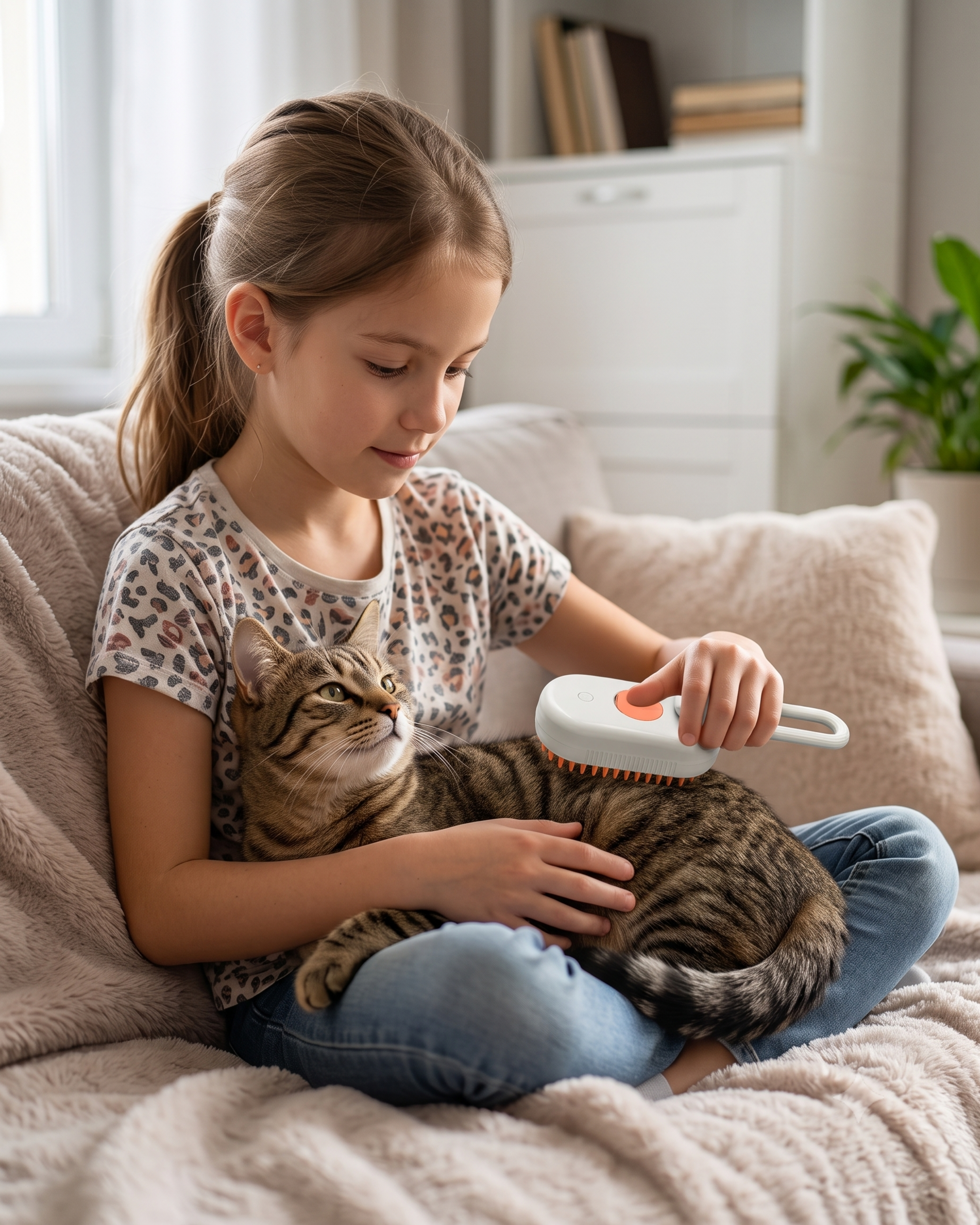 Pet Spray Massage Brush with Handle view 3
