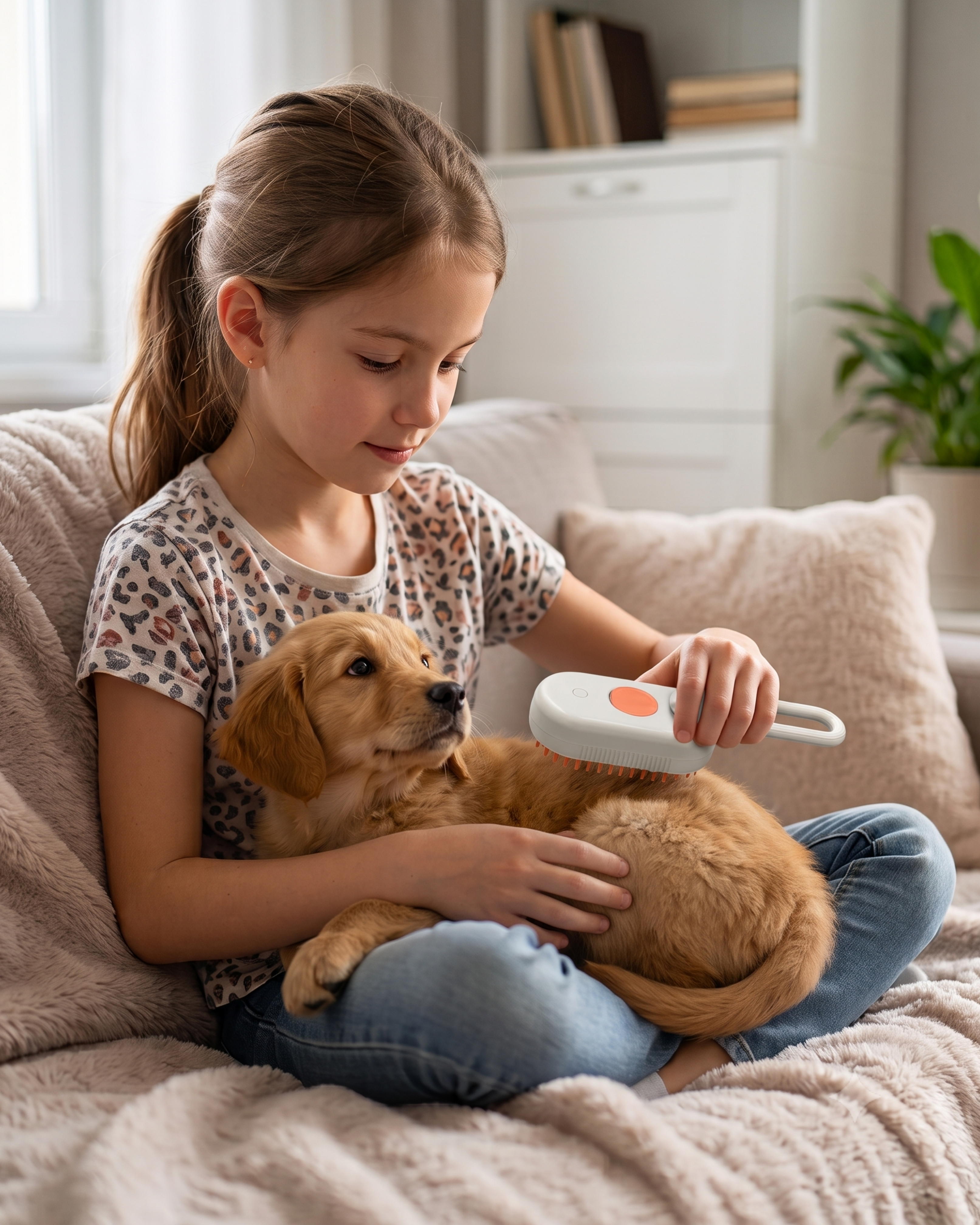 Pet Spray Massage Brush with Handle view 2