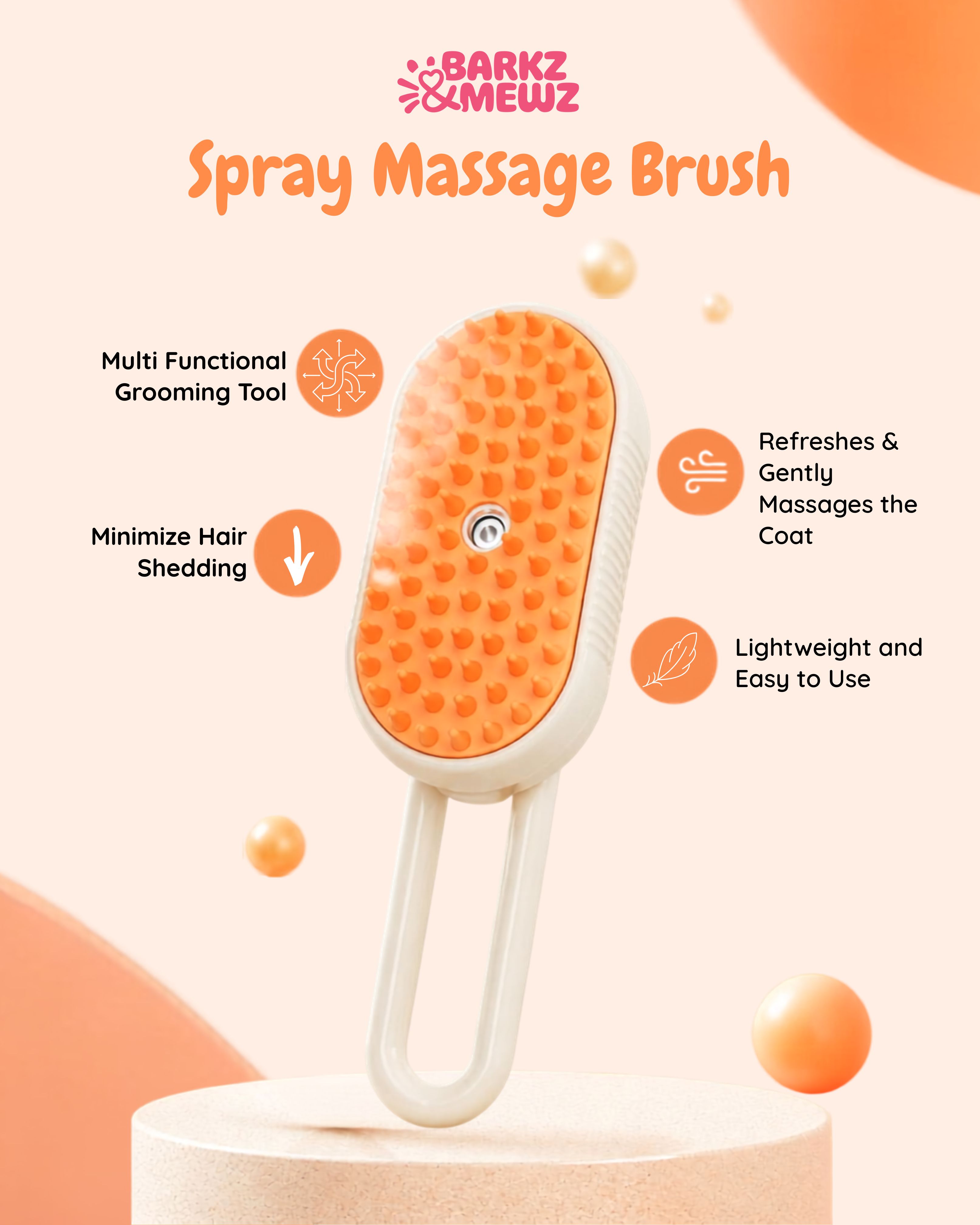 Pet Spray Massage Brush with Handle
