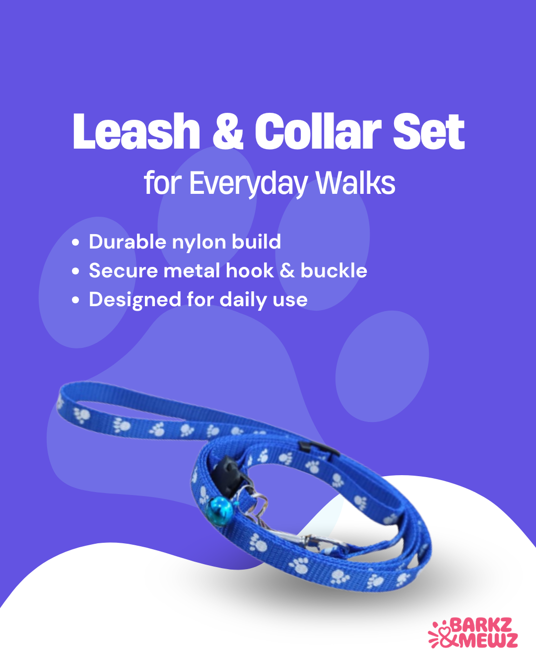 Collar & Leash – Soft Nylon + Bell (S, 10mm) view 2