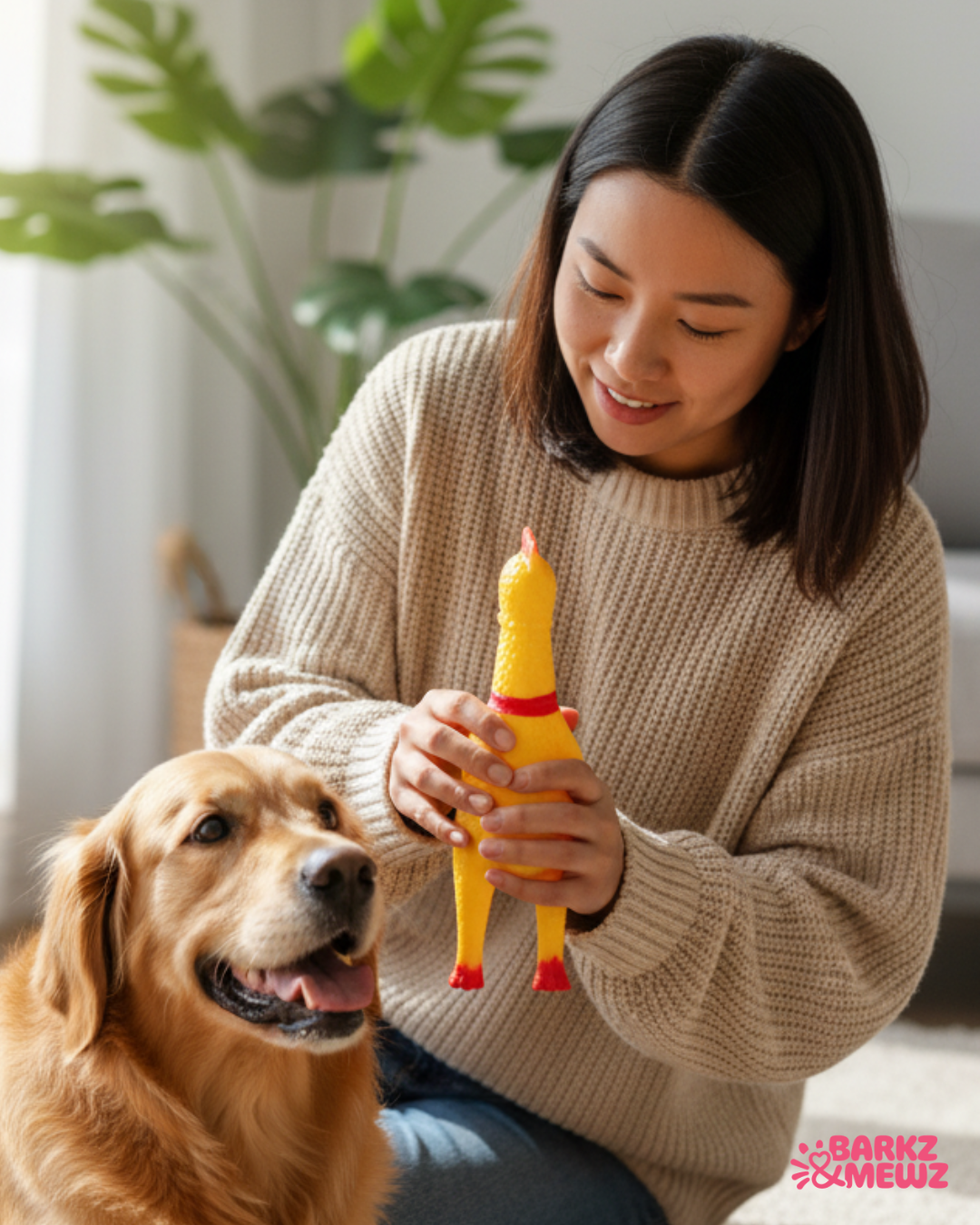 Pet Toy Squeaky Chicken – Small view 3