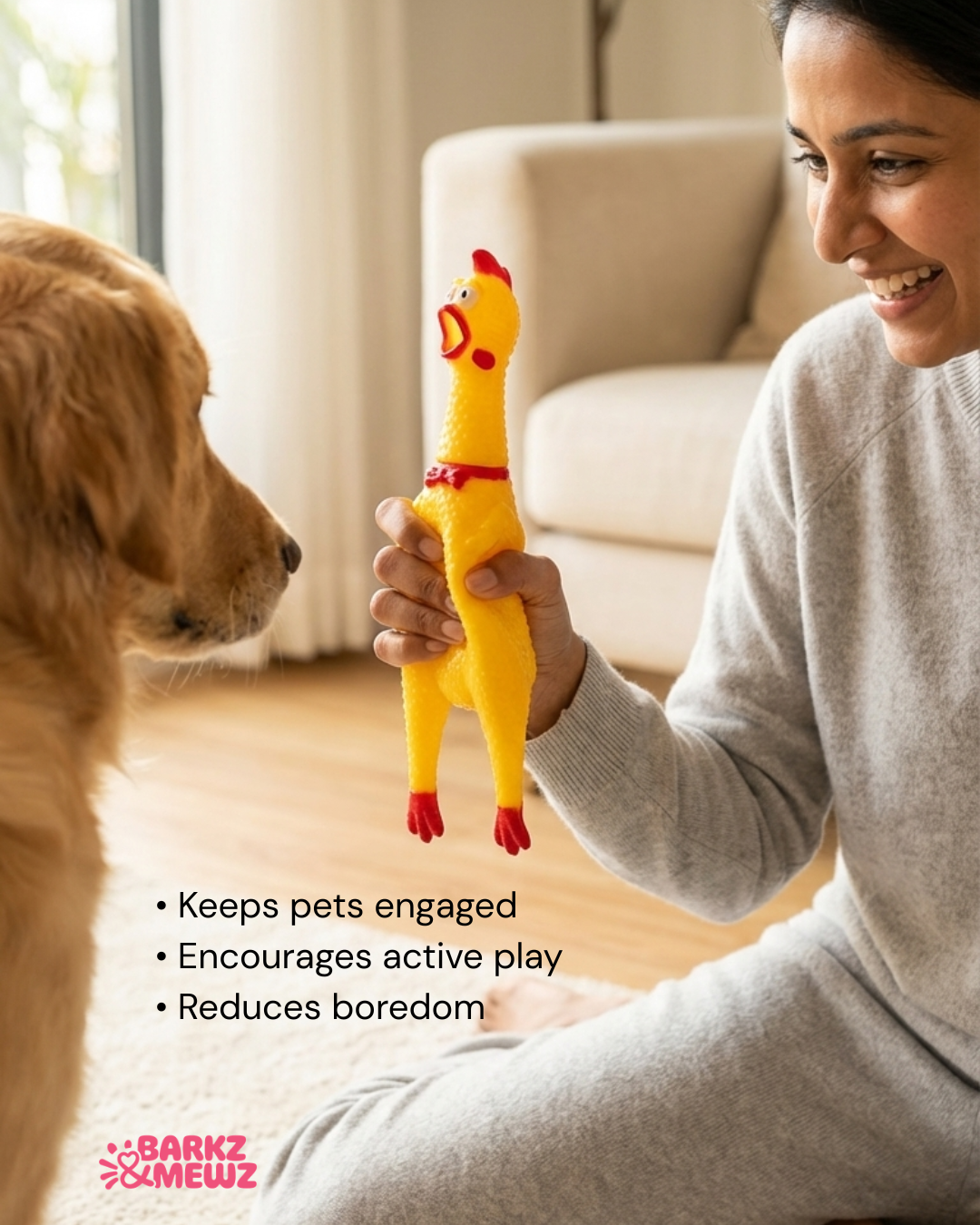 Pet Toy Squeaky Chicken – Small view 2
