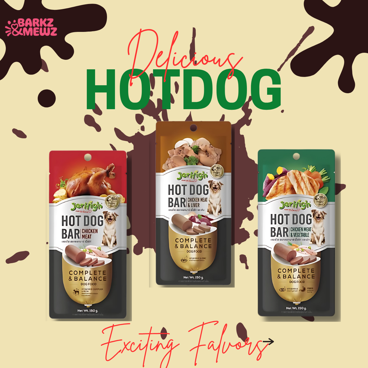Jerhigh Hot Dog Bar 150g (Pack of 9)