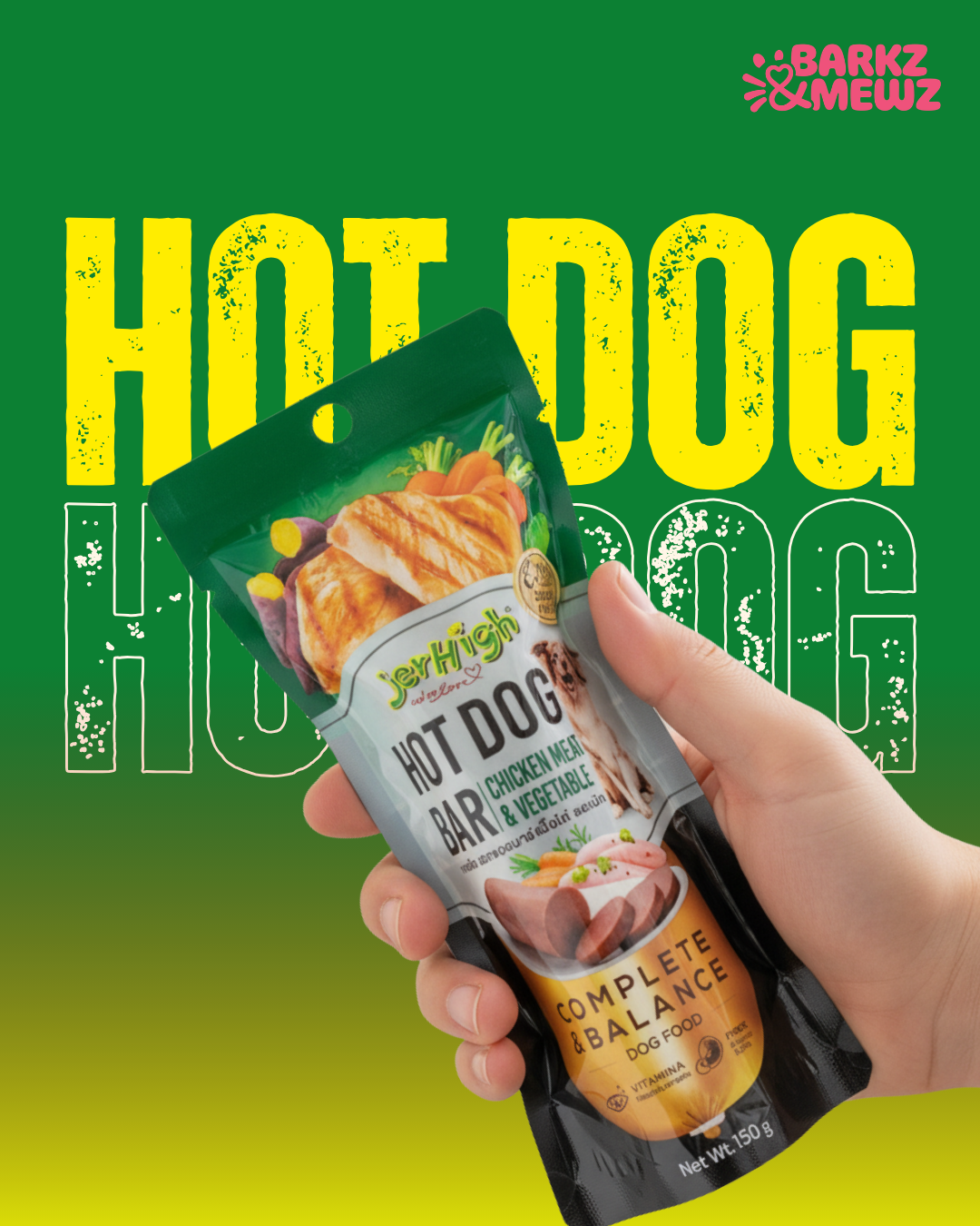 Jerhigh Hot Dog Bar 150g (Pack of 5) Chicken & Veg