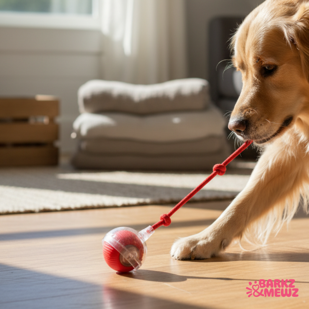 Automatic Sensor Running Ball(Red) with String ( Cat & Dog ) view 2