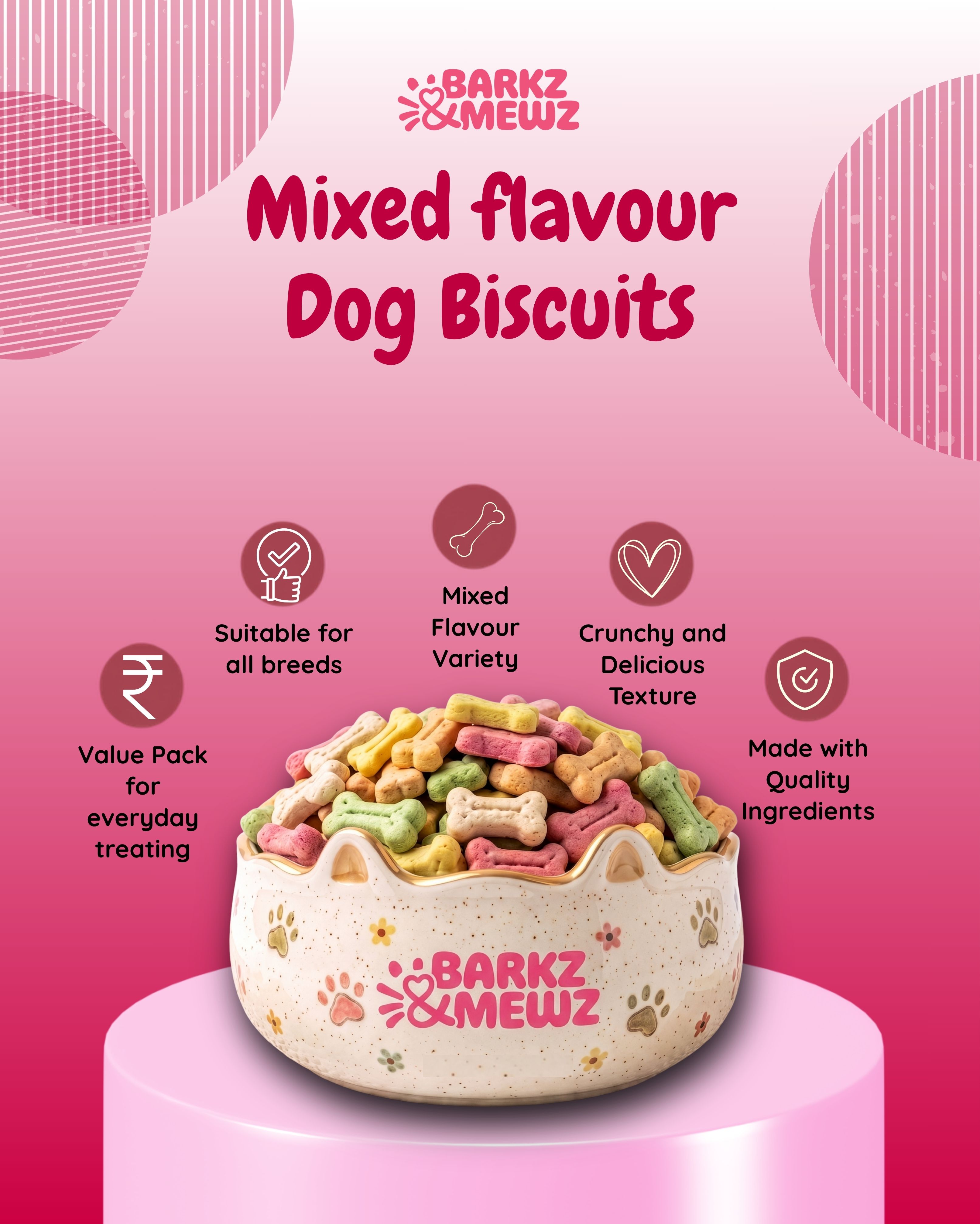 BarkzandMewz Mixed Flavour Dog Biscuits –1 Kg view 2